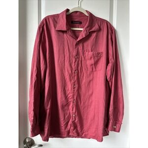 Tommy Bahama Shirt Mens Large Red Long Sleeve Silk Blend Beachy Coastal Yacht